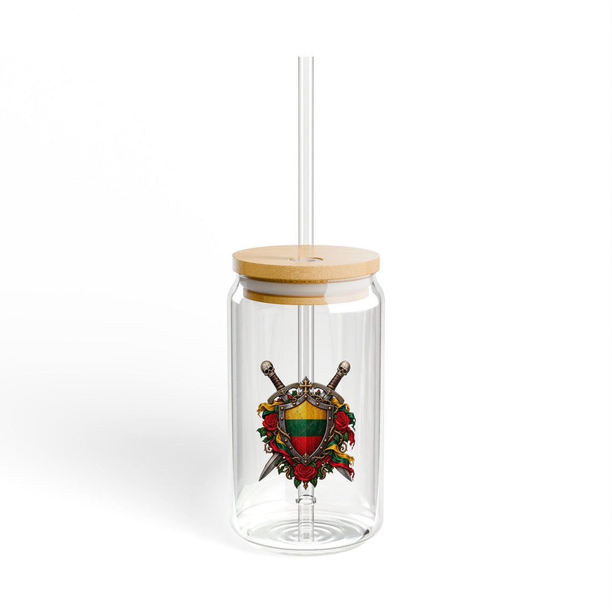Lithuanian Heraldic Crest Sipper Glass, 16oz