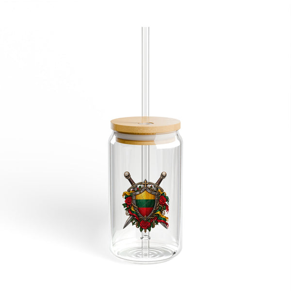 Lithuanian Heraldic Crest Sipper Glass, 16oz