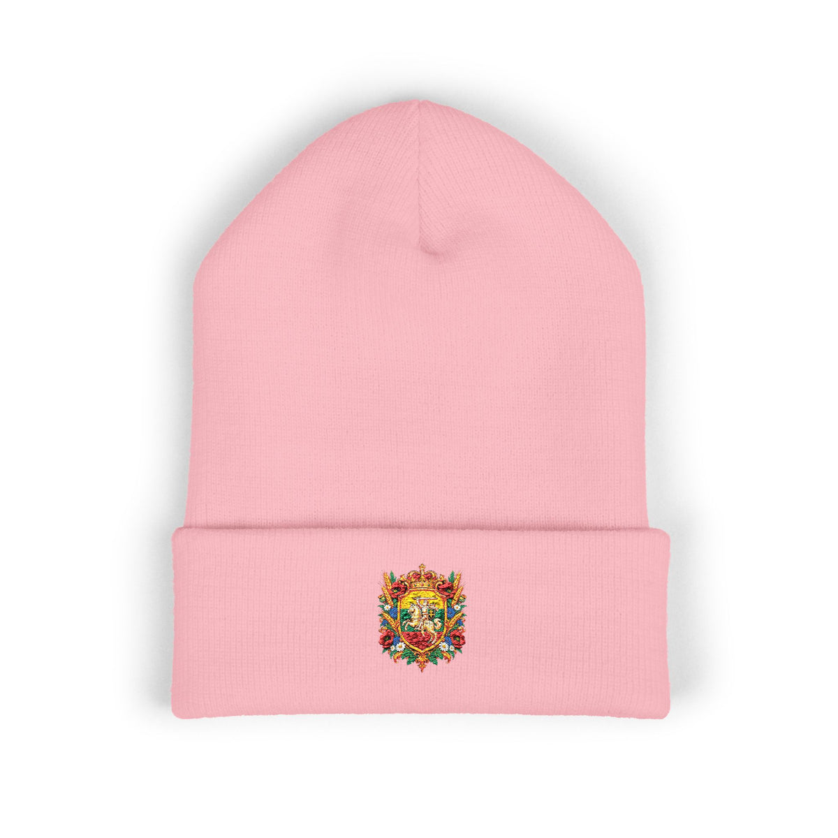 Lithuanian Crest Embroidered Cuffed Beanie, Design 2