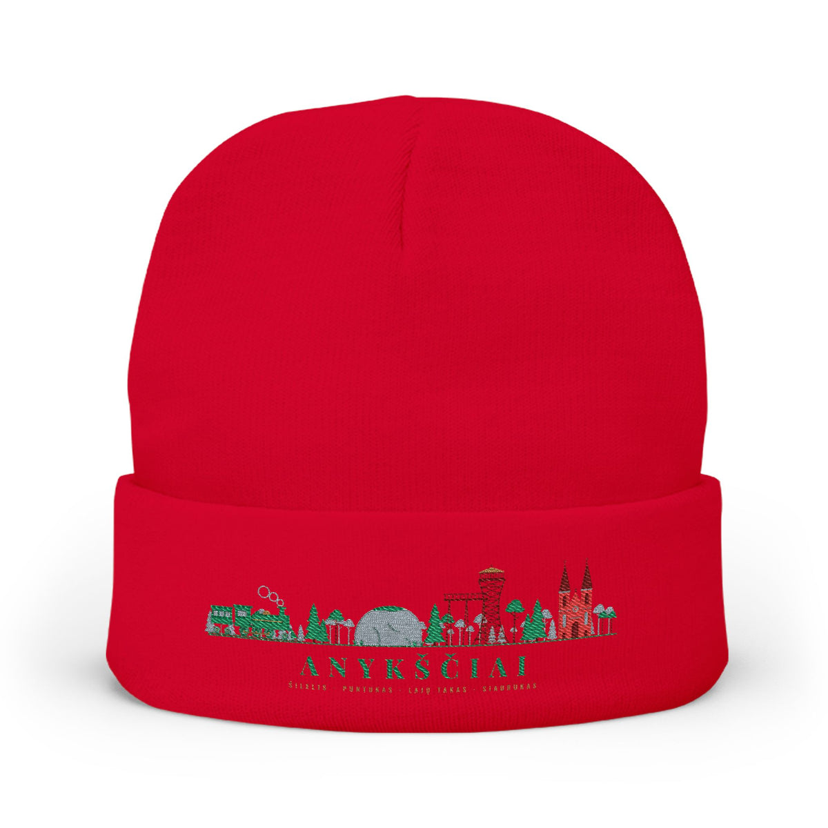 Lithuania Center of It All Embroidered Knit Beanie | Lithuania Winter Hat