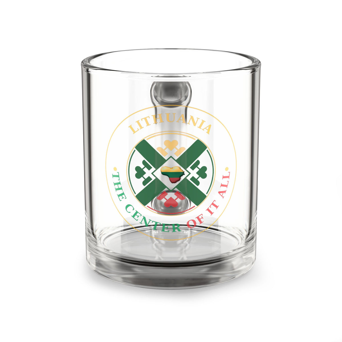 Lithuania Center of It All Clear Glass Coffee Mug 10 oz | Lithuania Tea & Latte Mug