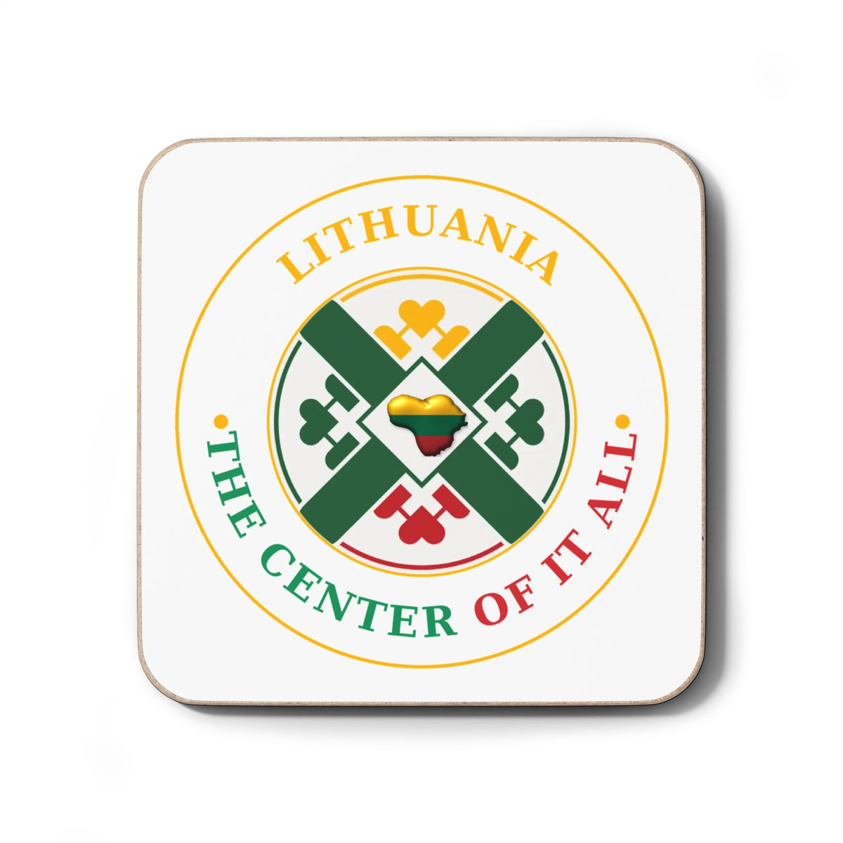 Lithuania Center of It All Hardboard Coaster | Lithuania Drink Coaster