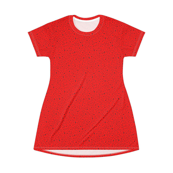 Lithuanian Skull Print Red Speckled T-Shirt Dress