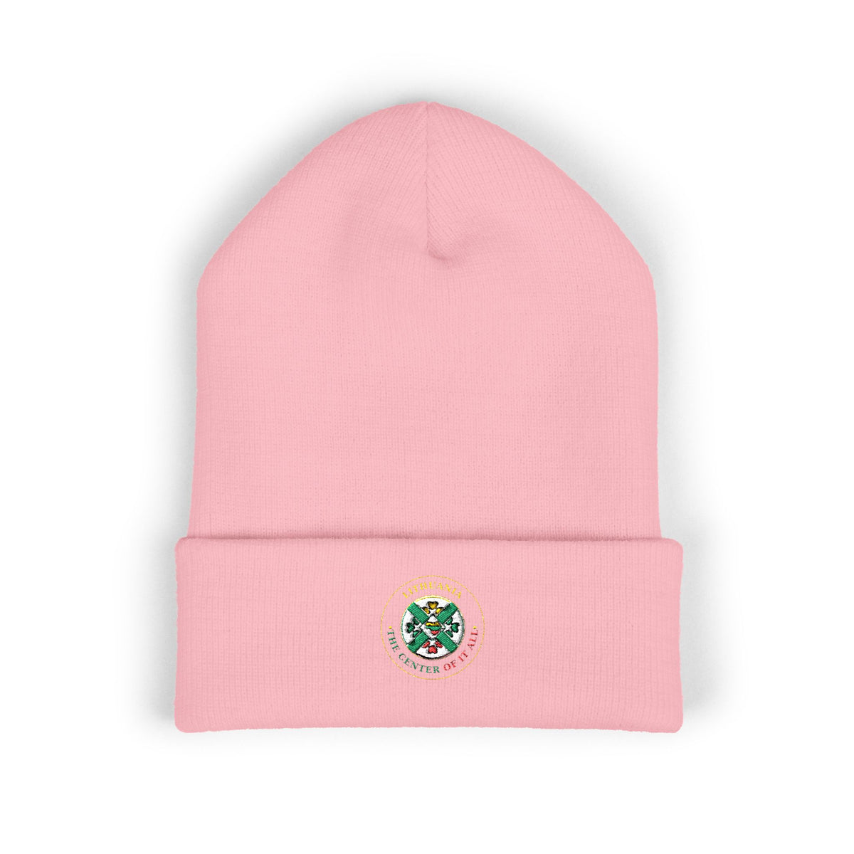 Lithuania Center of it All, Embroidery Beanie, Cuffed Hat
