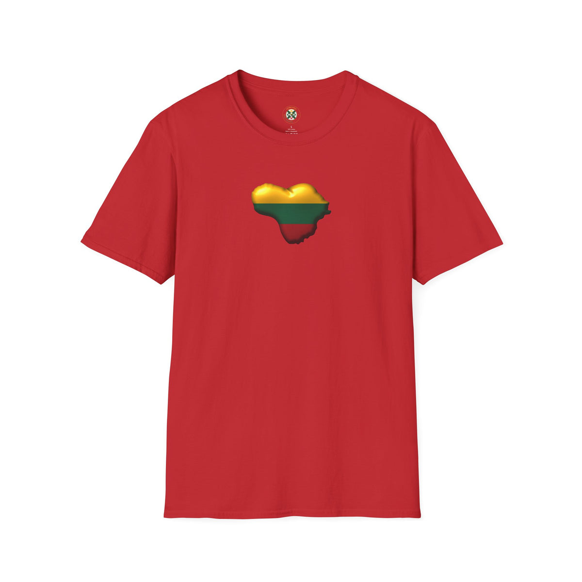 Heart of Lithuania Flag Heart T-Shirt | Lithuanian Map Tee with Crest