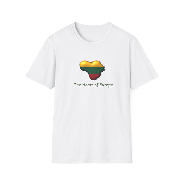 Heart of Lithuania T-Shirt | "The Heart of Europe" Lithuanian Flag Heart Tee