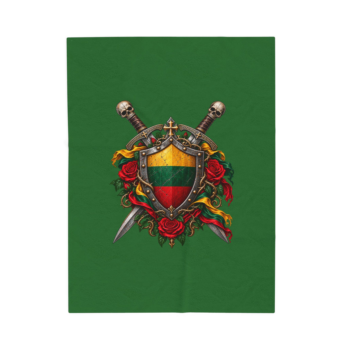 Lithuanian Crest Design Velveteen Plush Blanket