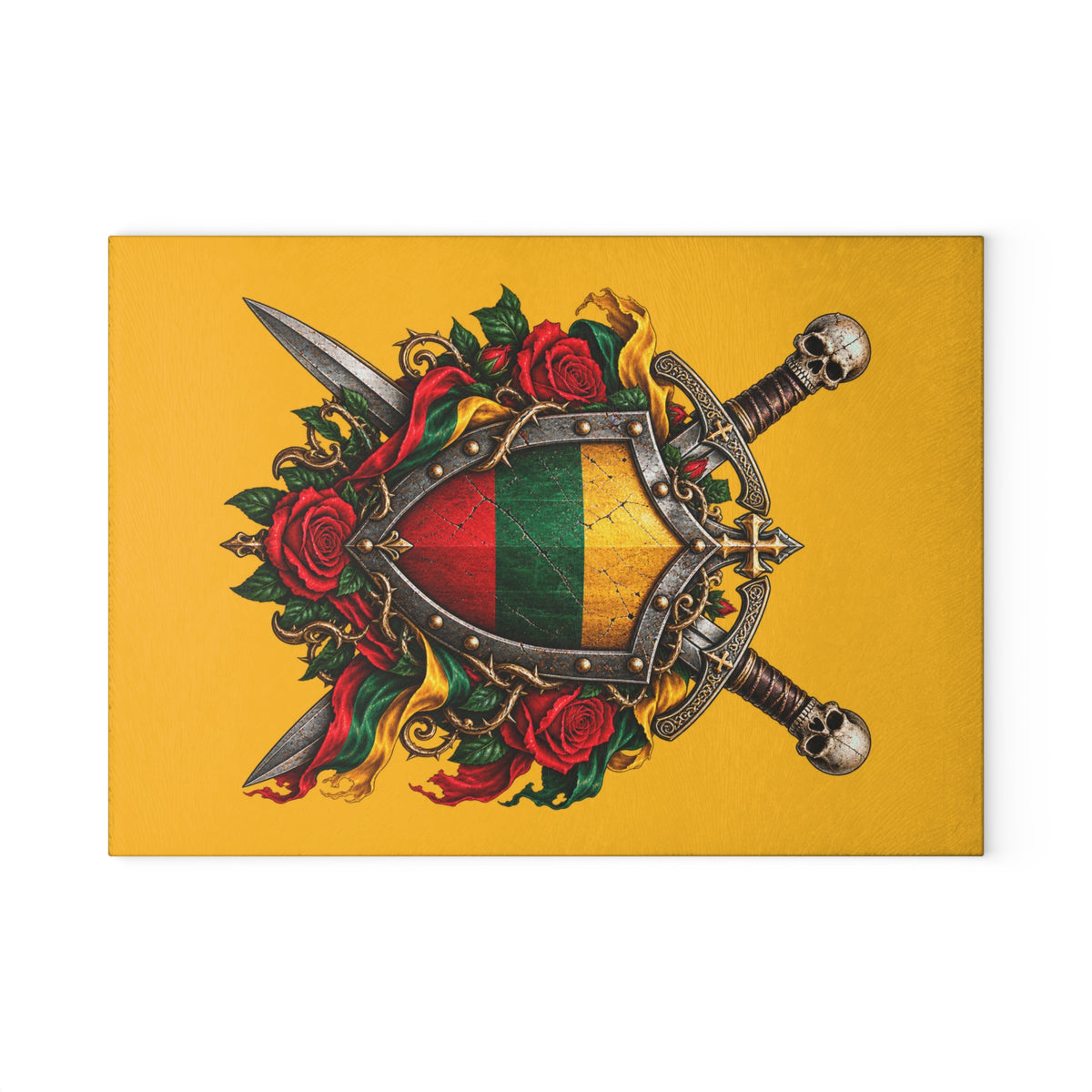 Lithuanian Crest Design Glass Cutting Board
