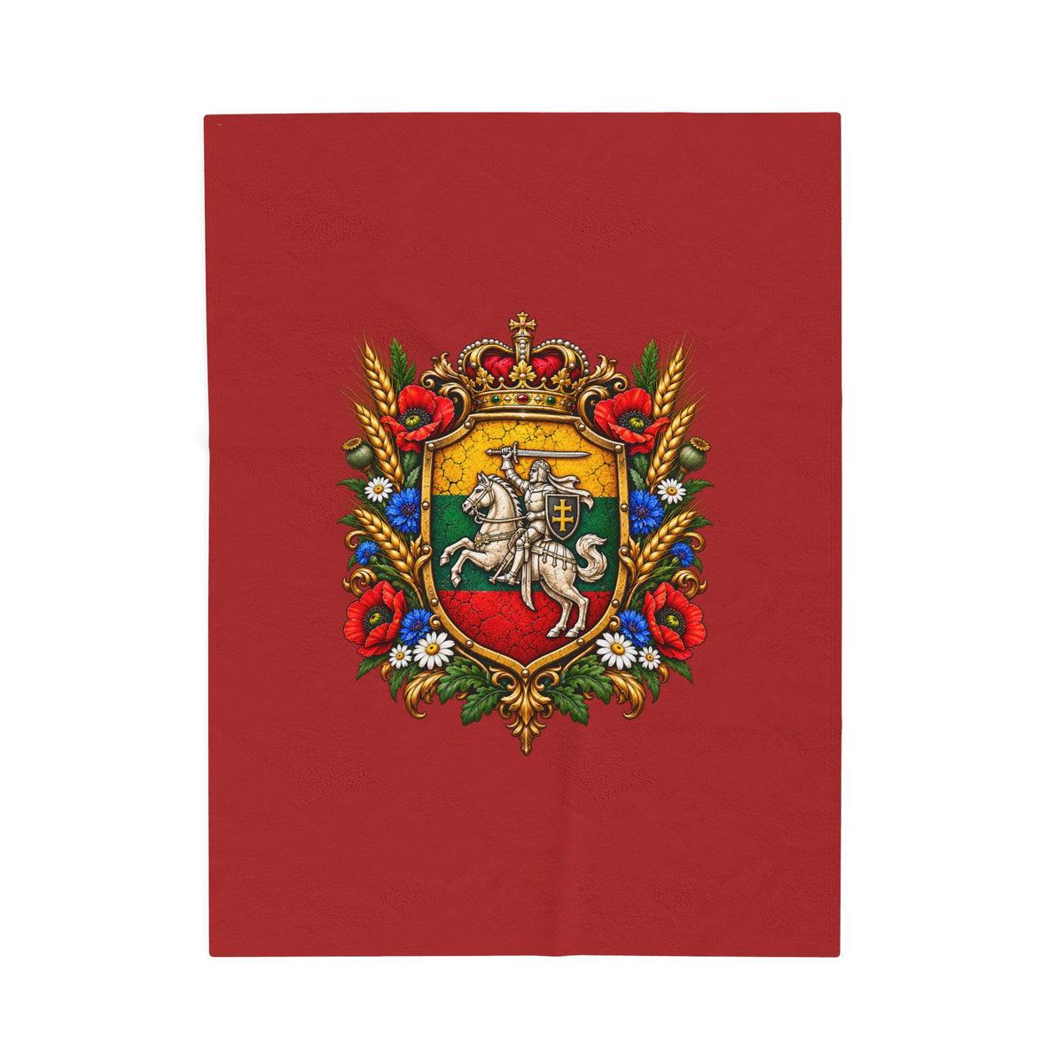 Lithuanian Royal Crest Velveteen Plush Blanket
