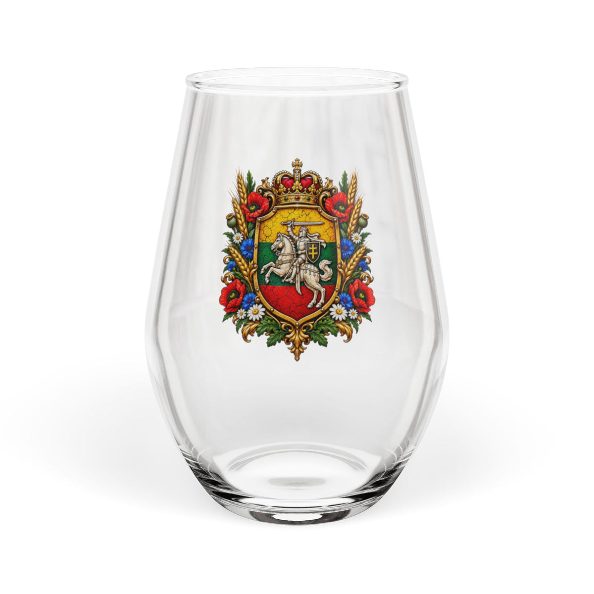 Lithuanian Royal Crest Stemless Wine Glass