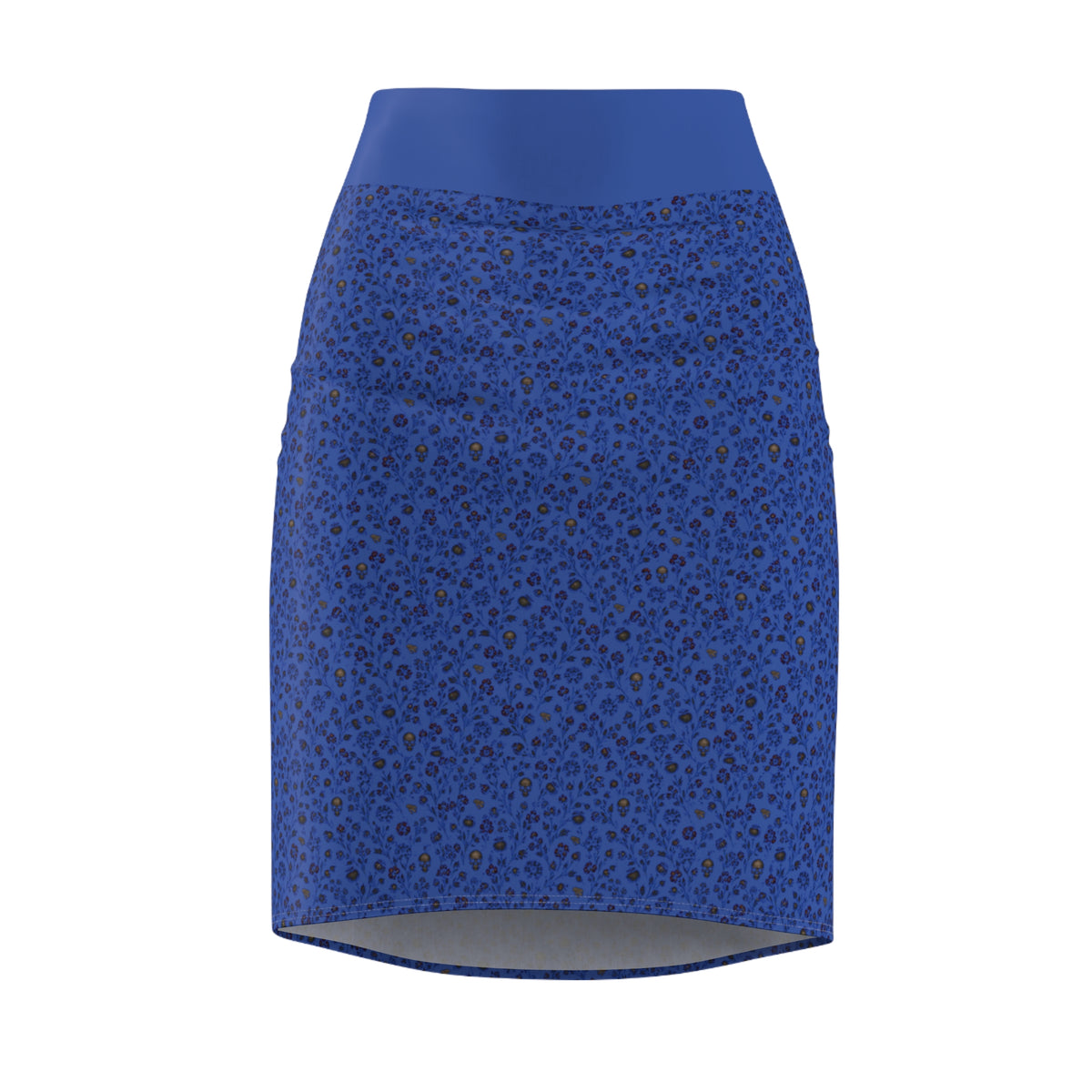 Lithuanian Skull Print Women's Blue Print Pencil Skirt