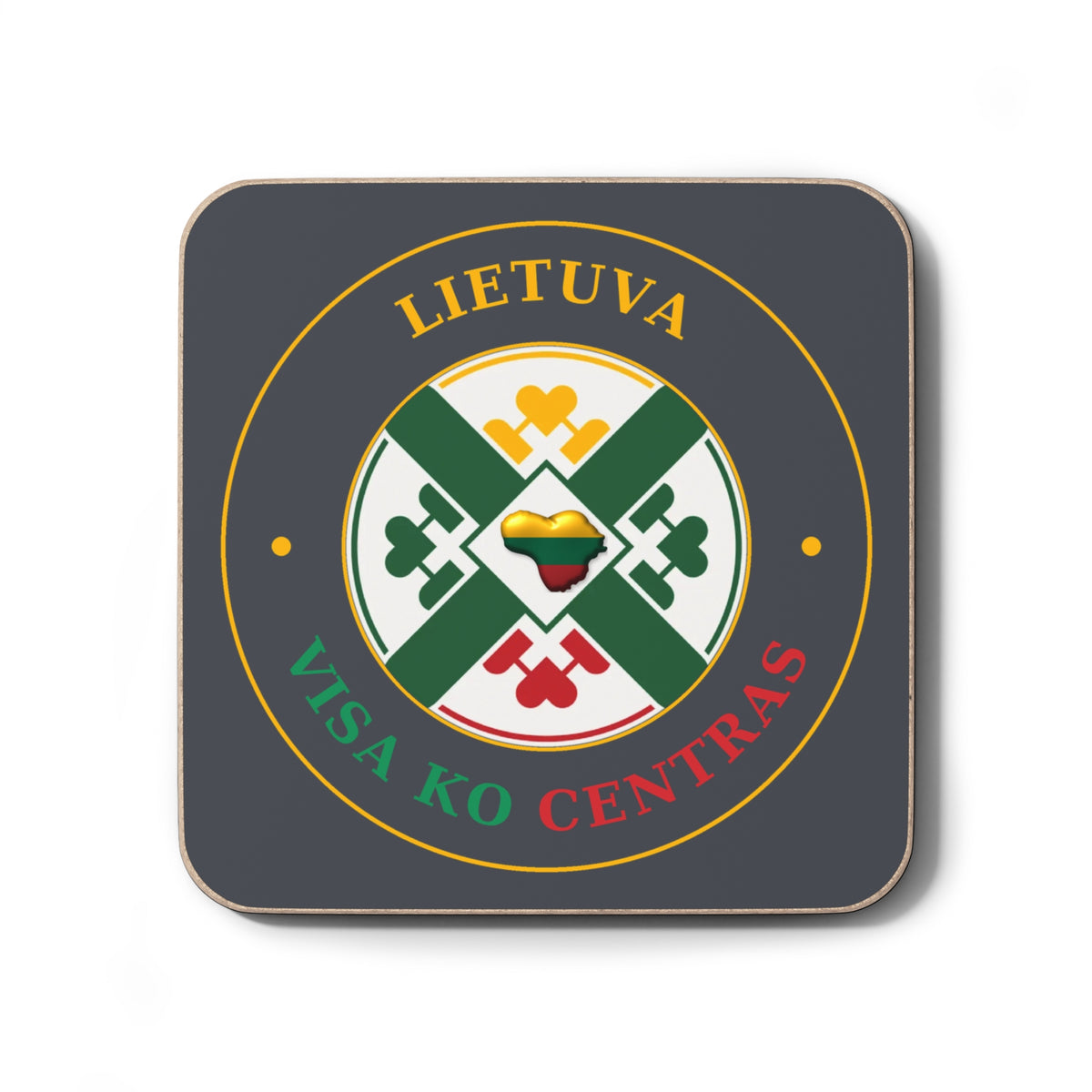Lithuania Center of It All Hardboard Back Coaster, Design 2
