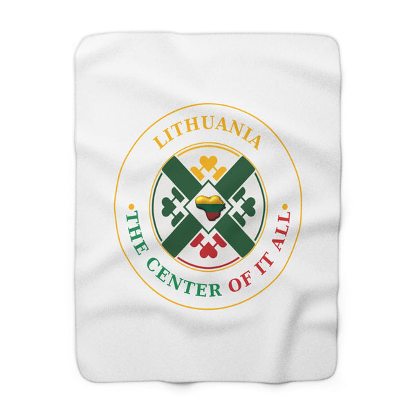 Lithuania Center of It All Sherpa Fleece Blanket, Design 3 | Cozy Lithuania Throw Blanket