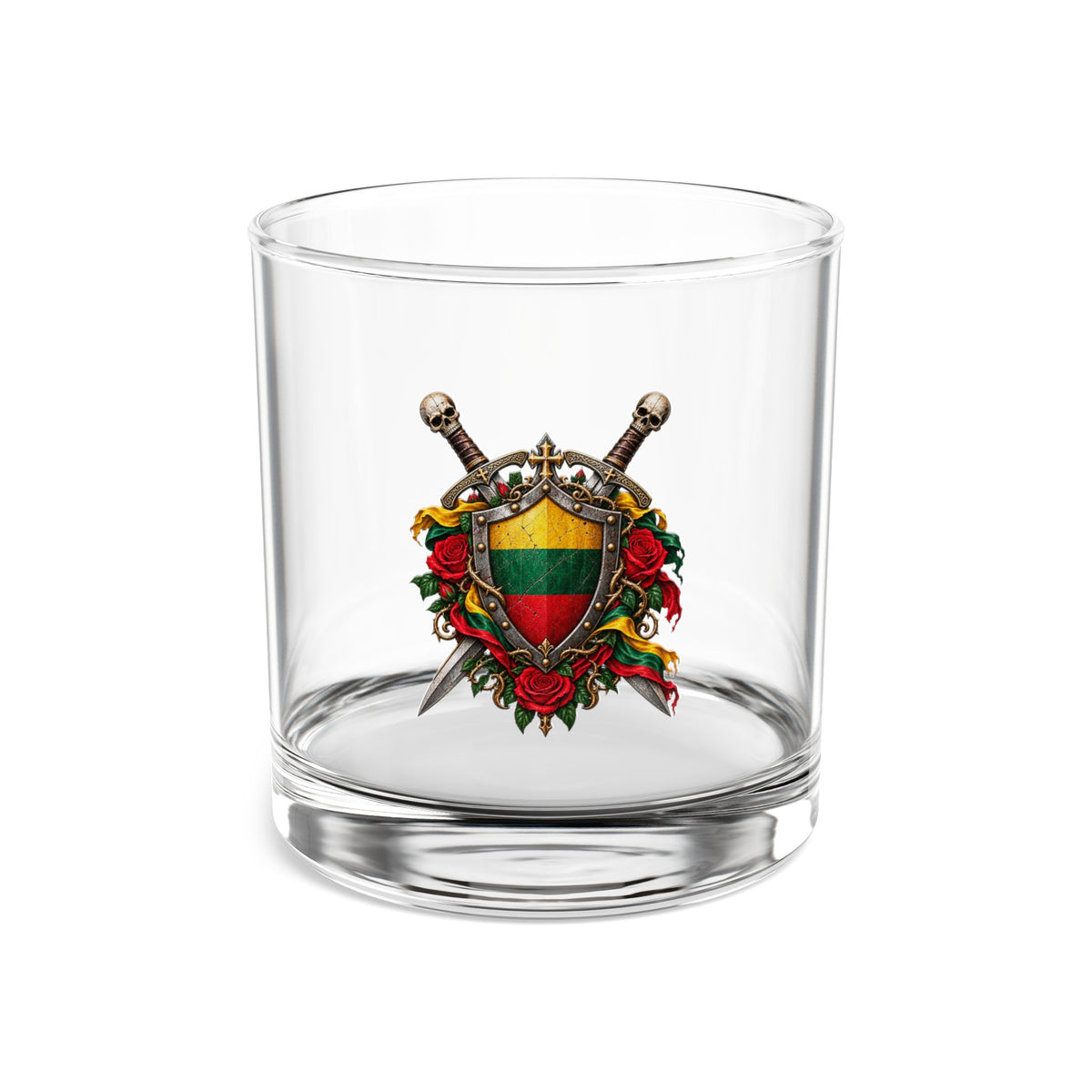 Lithuanian Crest Rocks Glass, 10oz