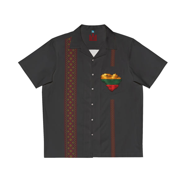 Washed Black Men's Hawaiian Shirt