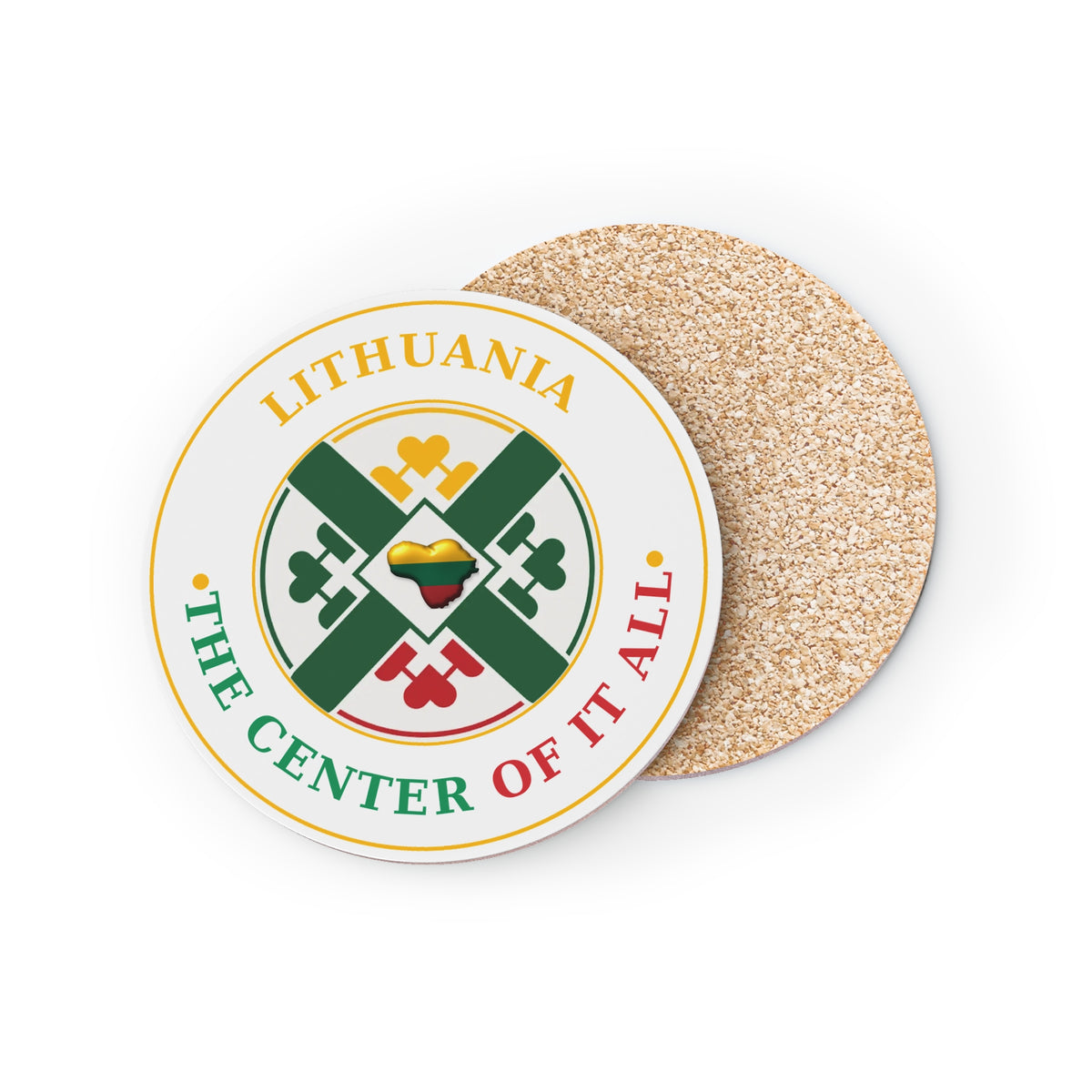 Lithuania Center of It All Cork-Back Coasters | Lithuania Coaster Set