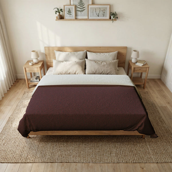 Burgundy Cotton Duvet Cover – Cozy Minimalist Bedding