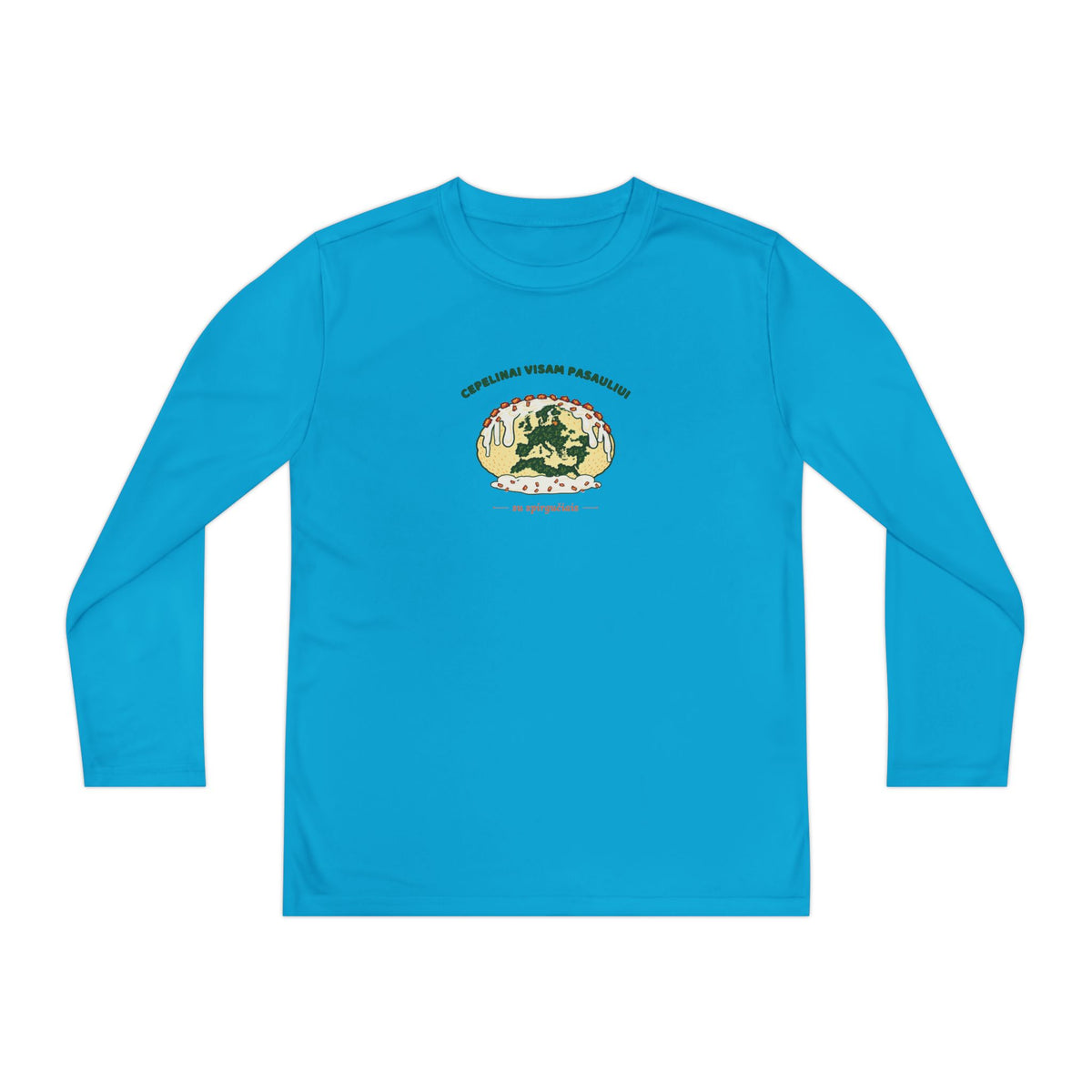 Lithuania Center of It All Youth Long Sleeve Athletic Tee | Lithuania Kids Sports Shirt