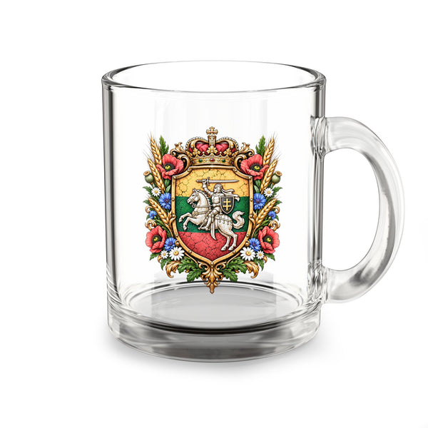 Lithuanian Royal Crest Glass Mug, 10oz