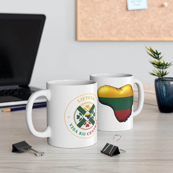 Puodelis „Lietuva – visa ko centras“ | Lithuanian Language Coffee Mug