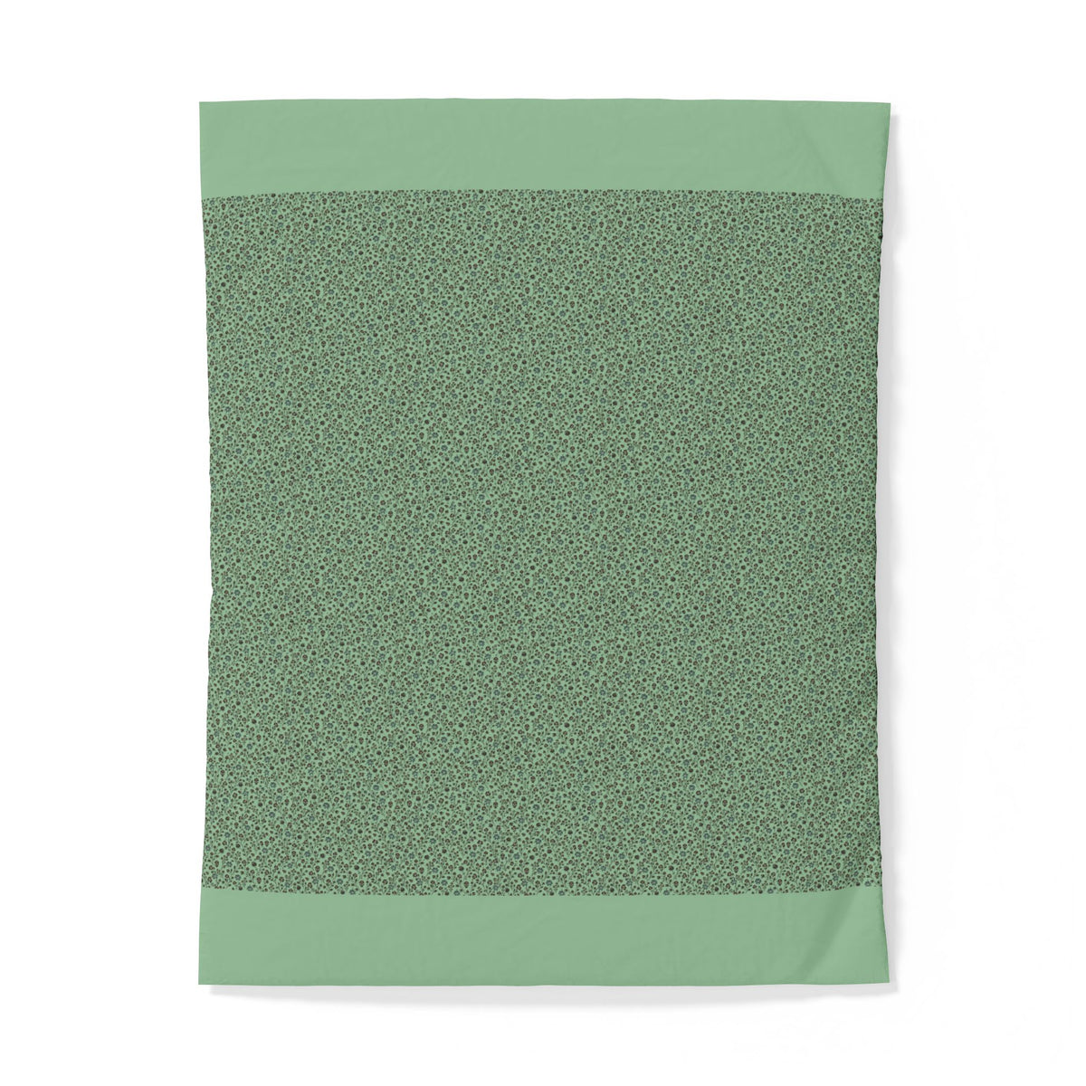 Dark Sage Green Floral Pattern Cotton Duvet Cover