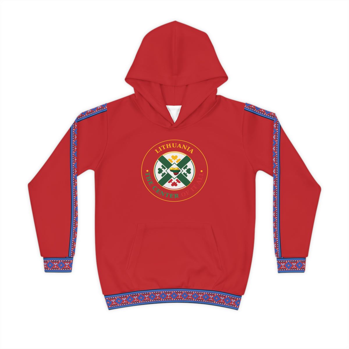 Lithuanian Flag Red Lithuanian Cosmic Tree Heart Design-Center of it All Youth Hoodie