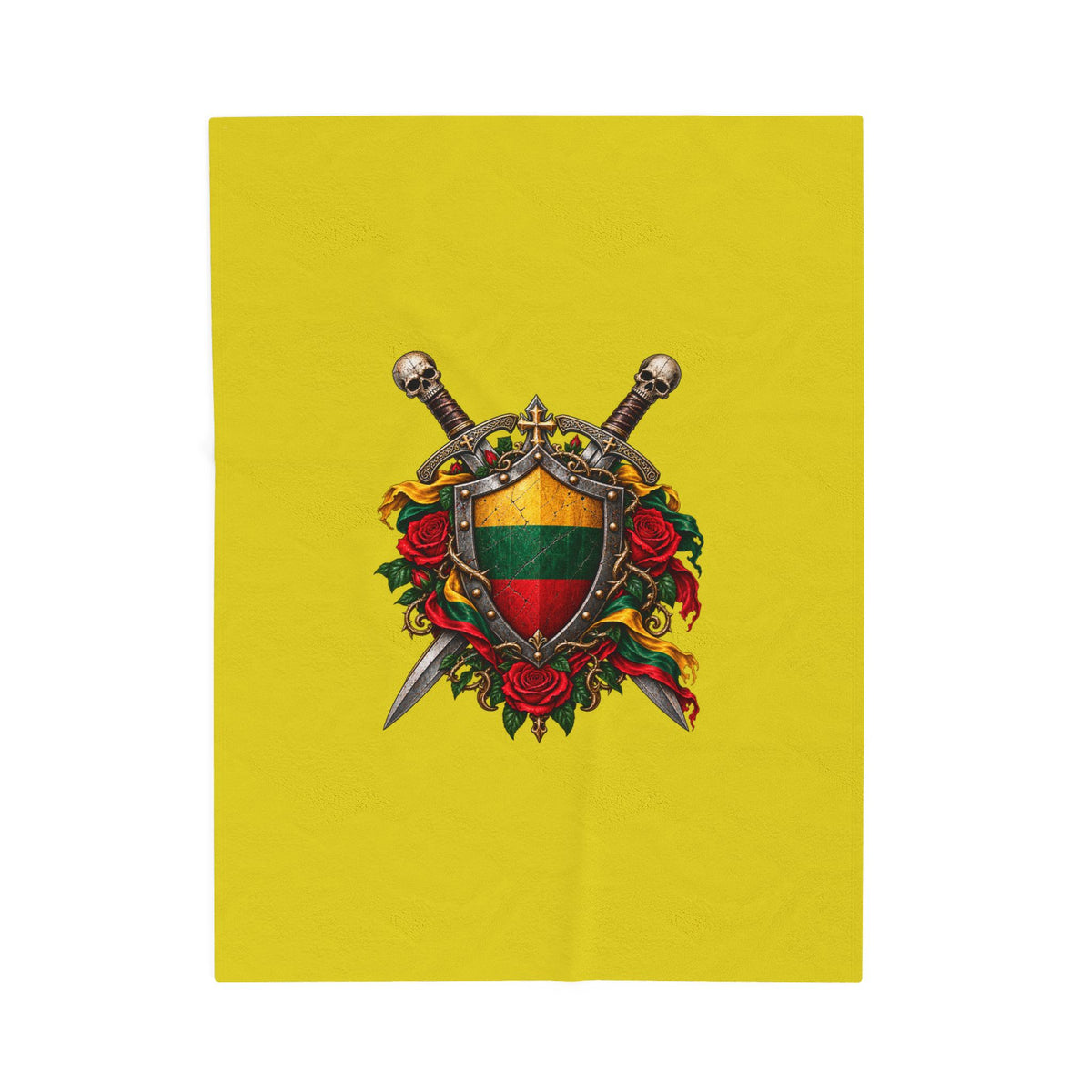 Lithuanian Crest Design Velveteen Plush Blanket
