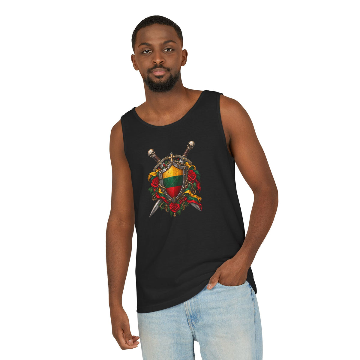 Lithuanian Royal Crest Design Unisex Garment-Dyed Tank Top