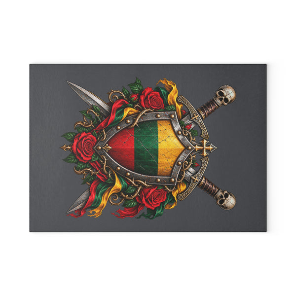 Lithuanian Crest Design Glass Cutting Board