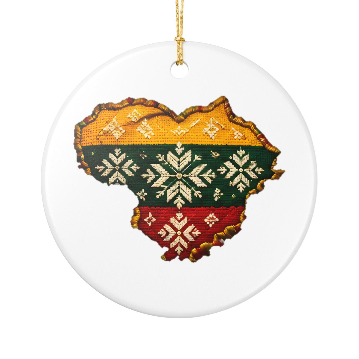 Lithuanian Knit Sweater heart, front, Anykščiai Design, back, Ceramic Decoration Ornament, (1pc)