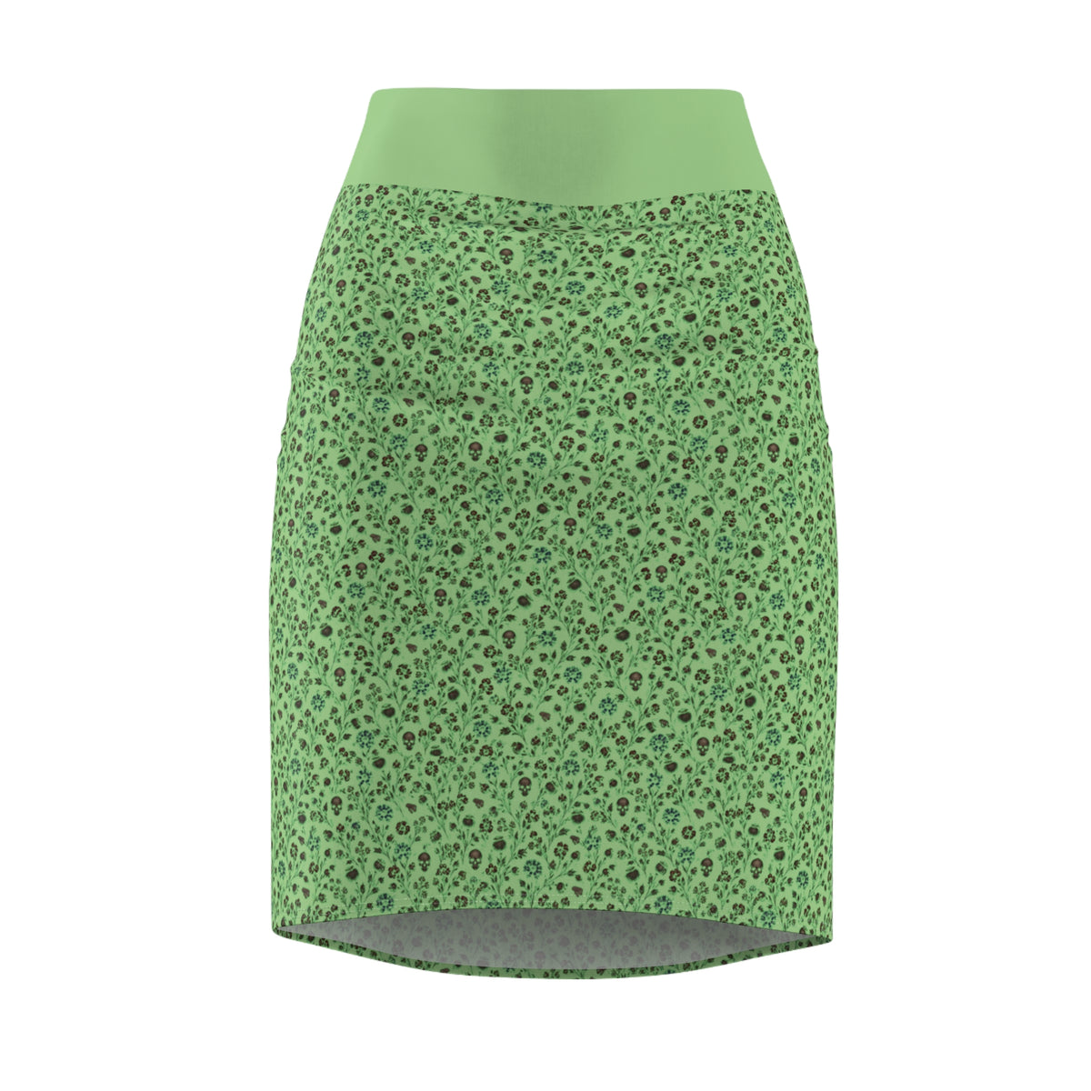 Green Print Pencil Skirt