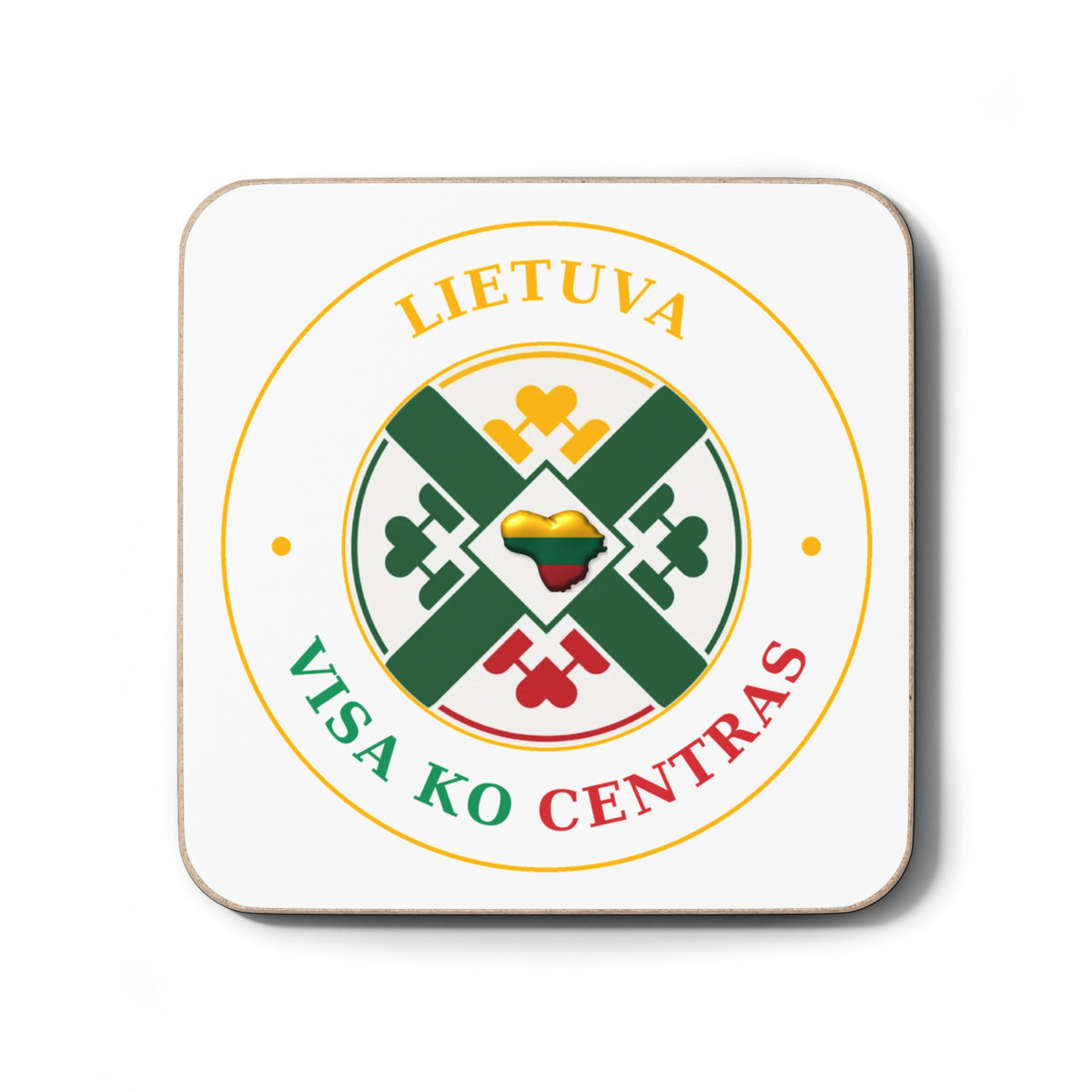 Lithuania Center of It All Hardboard Coaster, Design 2 | Lithuania Drink Coaster
