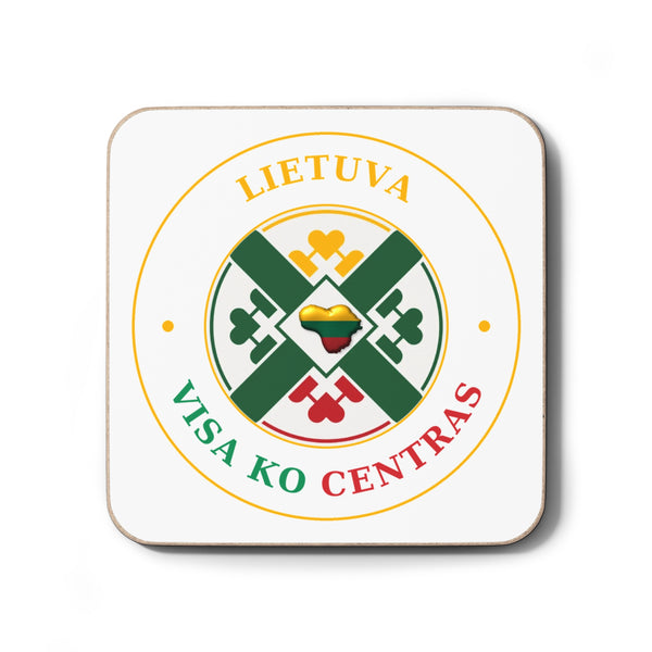 Lithuania Center of It All Hardboard Coaster, Design 2 | Lithuania Drink Coaster