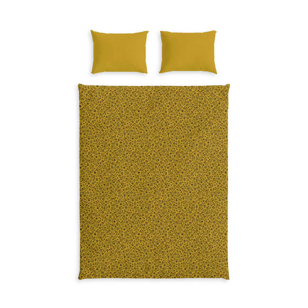 Gold Mustard Yellow Patterned Cotton Bed Set