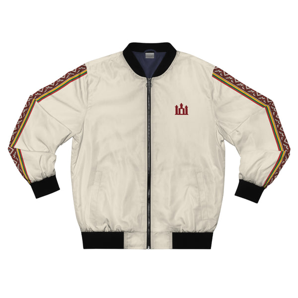 Natural Ivory Men's Bomber Jacket Modern Lithuanian Tricolor