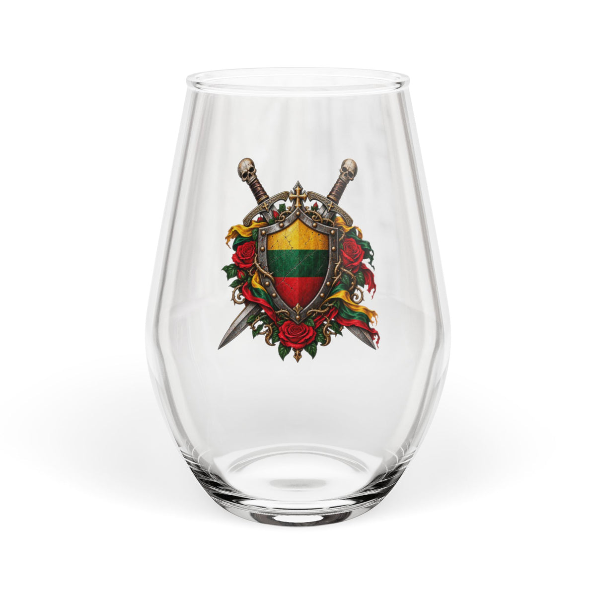 Lithuanian Heraldic Crest Stemless Wine Glass