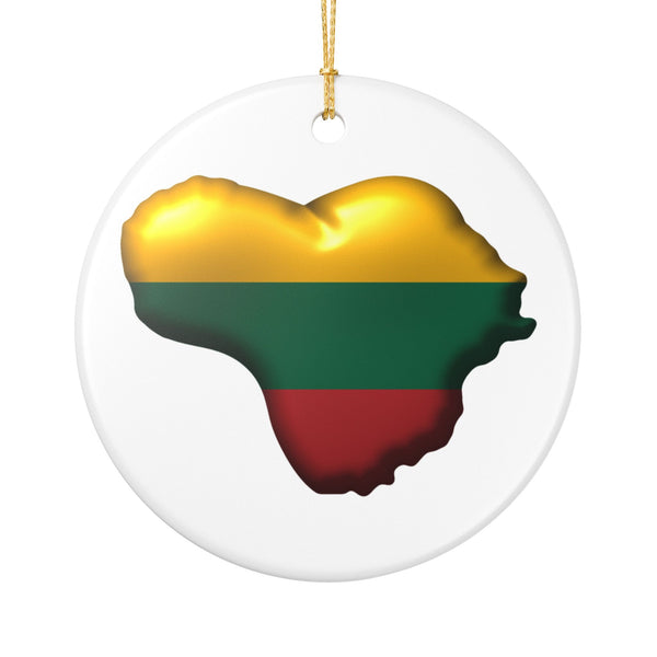 Heart of Lithuania Ceramic Christmas Ornament | Lithuania Keepsake Ornament