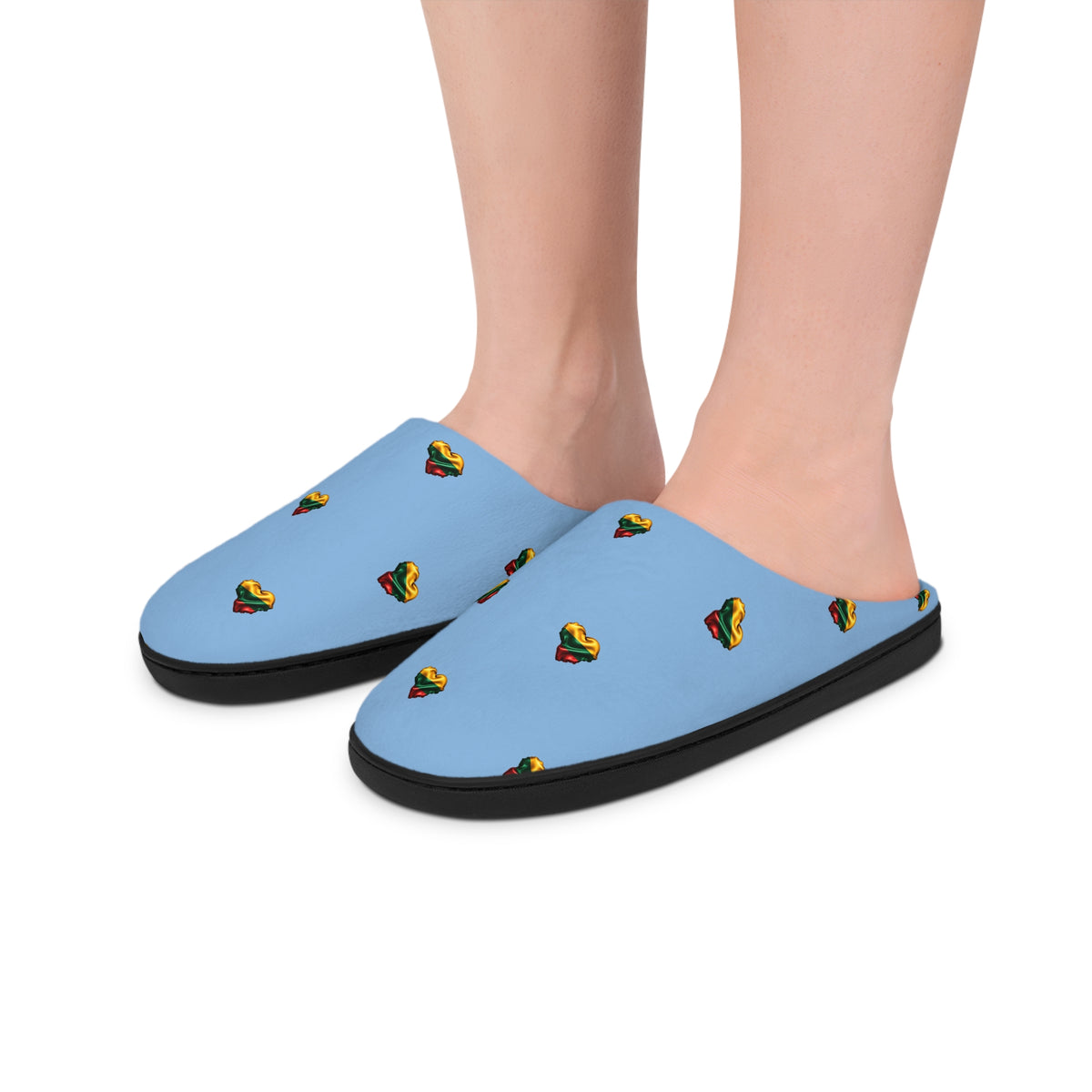 Lithuanian Satin Heart design Women's Indoor Slippers Sky Blue