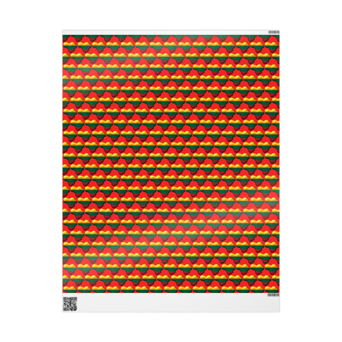 Heart of Lithuania Wrapping Paper, Style 3 | Lithuania Heart Gift Wrap