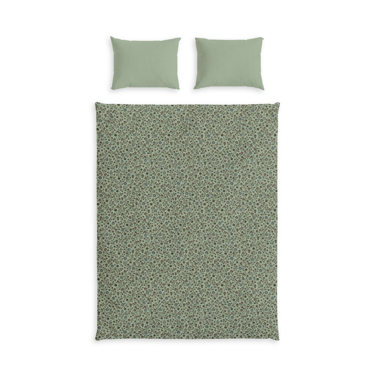 Sage Green Floral Cotton Bed Set