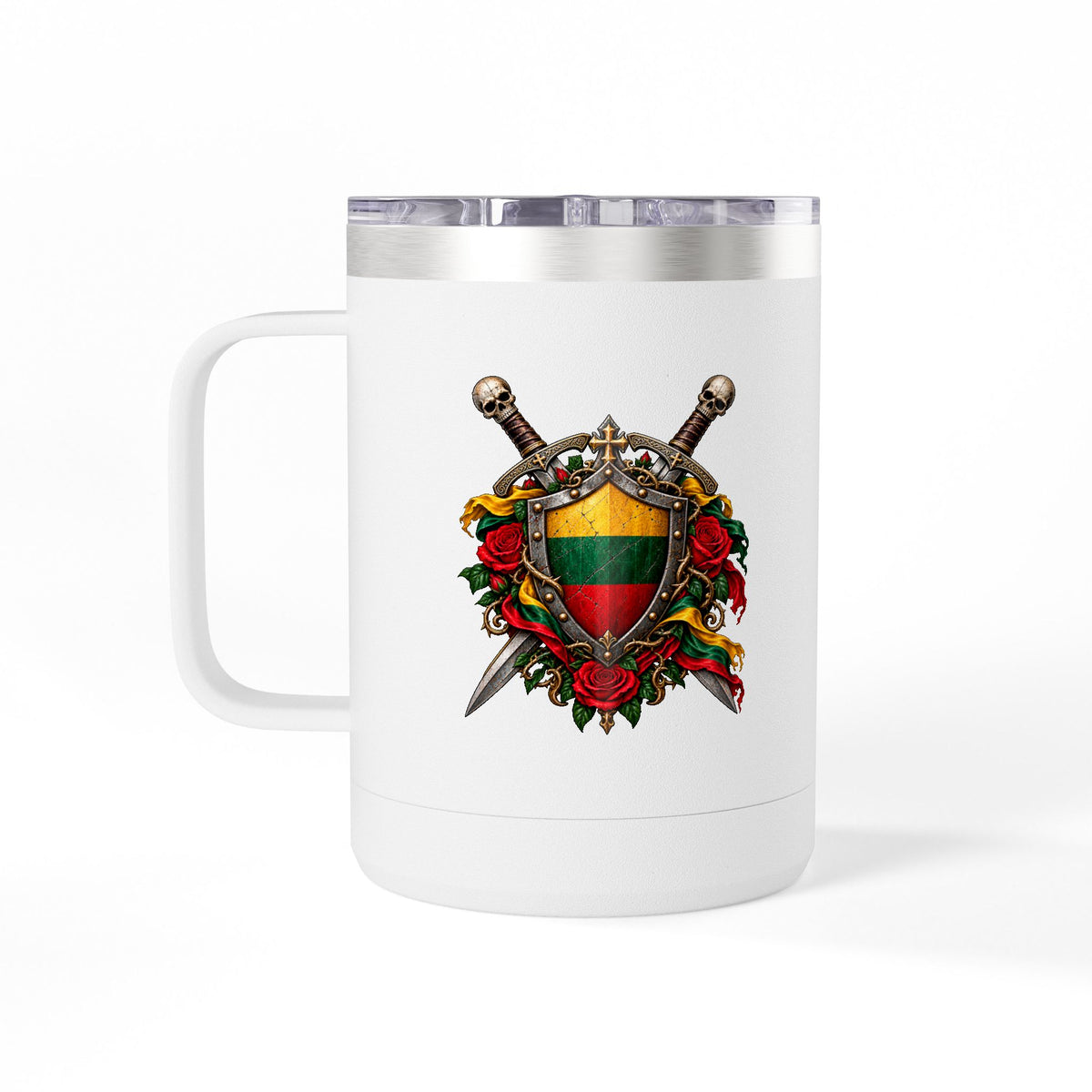 Lithuanian Crest Coffee Mug Tumbler, 15oz